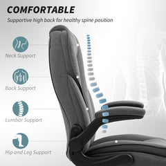 Executive Office Chair, Desk Chair with Flip-up Armrest, Diamond Fabric Computer Chair for Home Office, Black