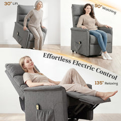 Lift Chair for Elderly, Power Chair Recliner with Remote Control, Side Pockets for Living Room, Blue