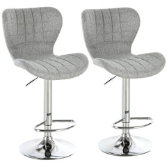 Set of 2 Counter Height Bar Stools Swivel Stool Height Adjustable Bar Chairs with Footrest for Kitchen Dining Home Pub, Grey