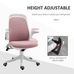 360° Swivel Office Chair Task Chair, Breathable Fabric Computer Chair with Flip-up Arms and Adjustable Height, Grey