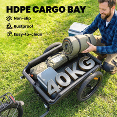 Bike Trailer, Bike Cargo Trailer with Quick Release 16" Wheels, Cargo Net, Safe Reflectors and Red Flag
