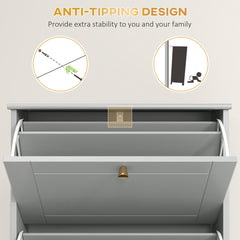 Narrow Shoe Storage with 3 Flip Drawers and Adjustable Shelves, Shoe Cabinet Organizer for 12 Pairs of Shoes, Black
