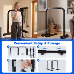 Adjustable Dip Bar Station with 660 LBS Capacity for Home Gym-Black