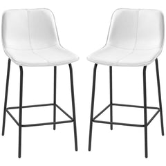 Bar Stools Set of 2, Upholstered Counter Height Bar Chairs, Kitchen Stools with Steel Legs