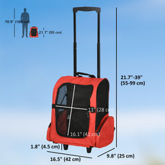 2-IN-1 Pet Luggage Box Backpack Carrier Cats Dogs w/ Handle, Rolling Wheel Grey
