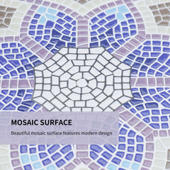 23.6" Mosaic Round Patio Table with Ceramic Tabletop, Outdoor Furniture, Multicolor