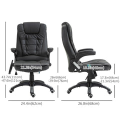 Executive Massage Chairs Heated High Back Reclining Office Chair Swivel Leather Adjustable Vibrating Furniture Black