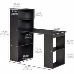 Modern Computer Desk with Storage Shelves, 47" Writing Table Workstation with Bookshelf for Home Office, Black