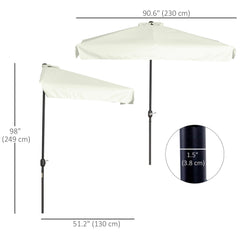 9.8ft Half Umbrella Semi Round Patio Parasol with Crank Handle, Top Vent for Garden, Balcony- NO BASE INCLUDED, Green