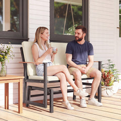 Outdoor Glider Bench for 2 Person, Patio Glider Loveseat with Thick Cushions for Garden Balcony Porch, Dark Grey