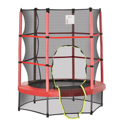 55" Kids Trampoline with Enclosure Net for Indoor/Outdoor, Trampoline for Boys and Girls Age 3-6 Years, Red