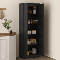 69" Tall Pantry Cabinet with Adjustable Shelves, Modern Kitchen Pantry Cabinet with Soft Close Doors, Black