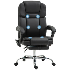 Massage Office Chair, Reclining Executive Office Chair with 6-Point Vibration, Footrest and High Back, Black
