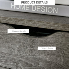 Nightstand with 2 Drawers, Industrial Side Table with Storage Shelf, Accent End Table for Bedroom, Living Room, Grey
