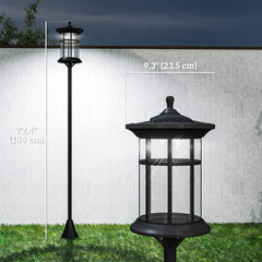72" Solar Post Light, Cool White LED Outdoor Lamp, Waterproof IP44 for Patio, Garden, Backyard, Pathway, 2 Pack