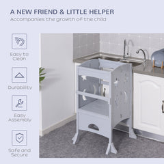 Step Stool with Safety Rail and Support Handles Kitchen Counter Step-up Helper