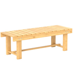 43" Wood Outdoor Bench, 2 Person Patio Bench, Backless Outdoor Patio Loveseat with Slatted Seat for Park, Backyard, Lawn, Natural Wood