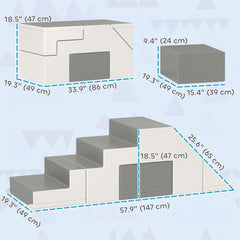 2-Piece Soft Play Kids Foam Play Se for Crawl and Climb, Light Grey
