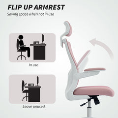 Ergonomic Office Chair, Swivel Desk Chair with Adjustable Lumbar Support, Headrest and Height, Flip-up Armrests, Beige