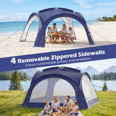 Beach Tent for 12-15 People Easy Setup Dome Canopy Tent with 4 Removable Zippered Sidewalls-Blue