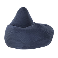 Adult Bean Bag Chair in Navy Corduroy, 35 in Wide with Shredded Sponge Filling and High Back