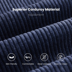 Adult Bean Bag Chair in Navy Corduroy, 35 in Wide with Shredded Sponge Filling and High Back