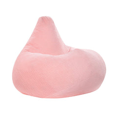 Pink Corduroy Bean Bag Chair for Adults, 35 in Wide with 28 in High Back and Sponge Filling