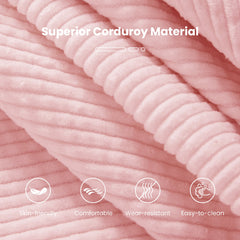 Pink Corduroy Bean Bag Chair for Adults, 35 in Wide with 28 in High Back and Sponge Filling