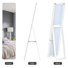 Full Length Mirror for Bedroom, Free Standing Dressing Mirror, Wall Mirror with Wood Frame, 15" x 61", Light Walnut