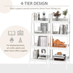 Set of 2, 4 Tier Ladder Shelf Bookcase, Multi-Use Display Rack, Storage Shelving Unit Display Stand, Flower Plant Stand, Home Office Furniture, Black