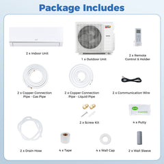Blast Pro 38,000 BTU 2 Zone Mini Split Heat Pump, 20 SEER2, 9K + 24K