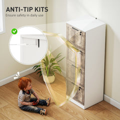 3 Drawer Filing Cabinet, Farmhouse File Cabinet with Lock, Adjustable Hanging Rails for A4 Letter Size Files, White