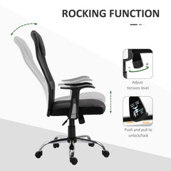 Ergonomic Office Chair with Thick Padded Headrest, Mesh Computer Desk Chair with Tilt Function, Armrest, Black