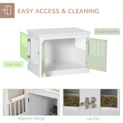 31" Dog Crate Furniture End Table with Three Doors for Small Dogs, Coffee