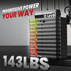 Home Gym Equipment Weight Training Machine, Multifunction Workout Machine with 143lbs Weight Stack for Full Body Workout and Strength Training, Black