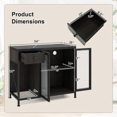 Buffet Sideboard with Doors Power Outlets and LED Light-Black