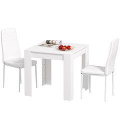 Dining Table Set for 2, Square Kitchen Table and Chairs, Dining Room Table and PU Leather Upholstered Chairs, Black