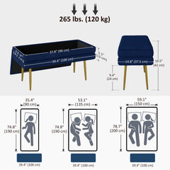 39" Storage Ottoman, Velvet End of Bed Bench with Steel Legs, Foot Stool with Storage for Bedroom, Living Room, Beige