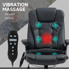 Executive Massage Chairs Heated High Back Reclining Office Chair Swivel Leather Adjustable Vibrating Furniture Black