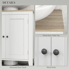 Bathroom Sink Vanity Unit, Under Sink Bathroom Cabinet with U-Shape Design and Adjustable Shelf, White
