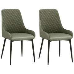 Upholstered Kitchen Chairs, Modern Dining Chairs Set of 2 with Diamond Tufting and Steel Legs for Dining Room, Black