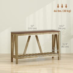 52" Console Table, Farmhouse Narrow Entryway Table with Storage Shelf, Rustic Sofa Table with Anti-tipper for Living Room and Hallway, Oak