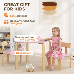 Kids Table and 2 Chair Set, Children Multi-Activity Furniture Set for Playing, Learning, Eating, Craft, Blue