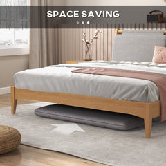51" Folding Floor Sofa, Foldable 2-Seater Lazy Sofa Sleeper Bed, Adjustable Linen Floor Couch with 9-position Backrest, 2 Pillows and Wide Seat for Living Room, Grey