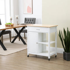 Rolling Kitchen Cart with Wood Top and Drawer, Kitchen Island on Wheels for Dining Room, Black | Canada