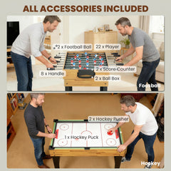 48 in 13-in-1 Combo Multi Game Table with Foosball, Pool, Hockey and More for Adults, Light Walnut