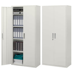 71" Tall Garage Cabinet, Metal Storage Cabinet with 2 Doors, 4 Adjustable Shelves for Home Office, Study, Garage, White