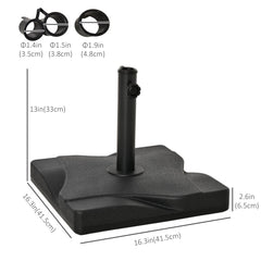 44lbs Square Cement Patio Umbrella Base Stand, Outdoor Garden Parasol Base Umbrella Weight Stand Holder Fits Φ1.3", Φ1.5" and Φ2.0" Pole - Black
