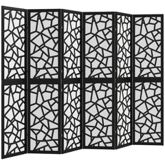 4 Panel Room Divider, 5.6 FT Lightweight Folding Privacy Screen with Geometric Pattern for Living Room, Bedroom, Black