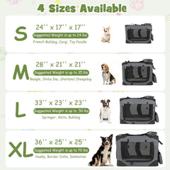 Collapsible Soft Dog Crate Travel Crate with Mesh Windows and 3 Doors-M